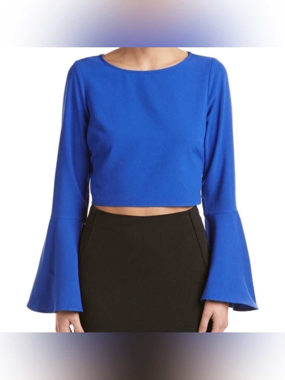 Kendall & Kylie Cobalt Blue Crop Top Blouse with Bell Sleeves